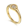 Promise Ring - 14K Yellow Gold Pave Diamond Signet Promise Ring - 0.05 ct