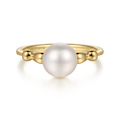 Promise Ring - 14K Yellow Gold Pearl Bujukan Promise Ring