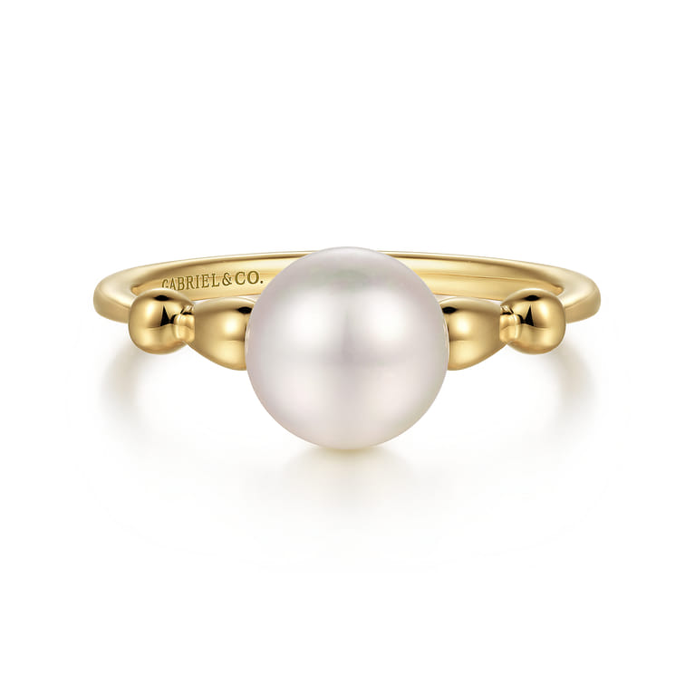 Promise Ring - 14K Yellow Gold Pearl Bujukan Promise Ring - Shot 1