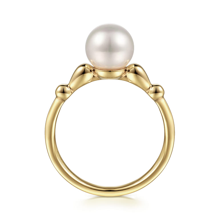 Promise Ring - 14K Yellow Gold Pearl Bujukan Promise Ring - Shot 2