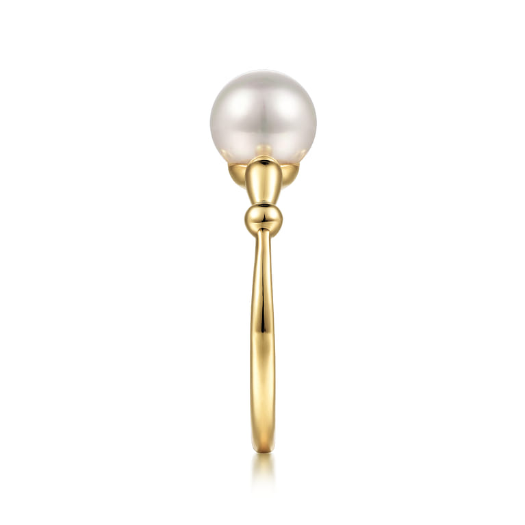 Promise Ring - 14K Yellow Gold Pearl Bujukan Promise Ring - Shot 4