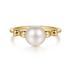 Promise Ring - 14K Yellow Gold Pearl Bujukan Ring