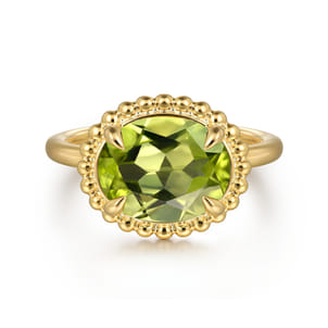 Promise Ring - 14K Yellow Gold Peridot Bujukan Ladies Ring