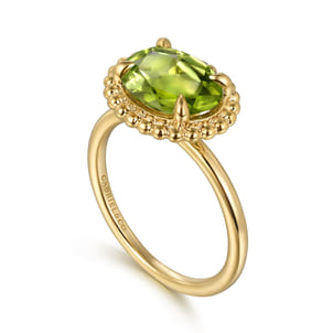 Promise Ring - 14K Yellow Gold Peridot Bujukan Ladies Ring