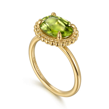 Promise Ring - 14K Yellow Gold Peridot Bujukan Ladies Ring