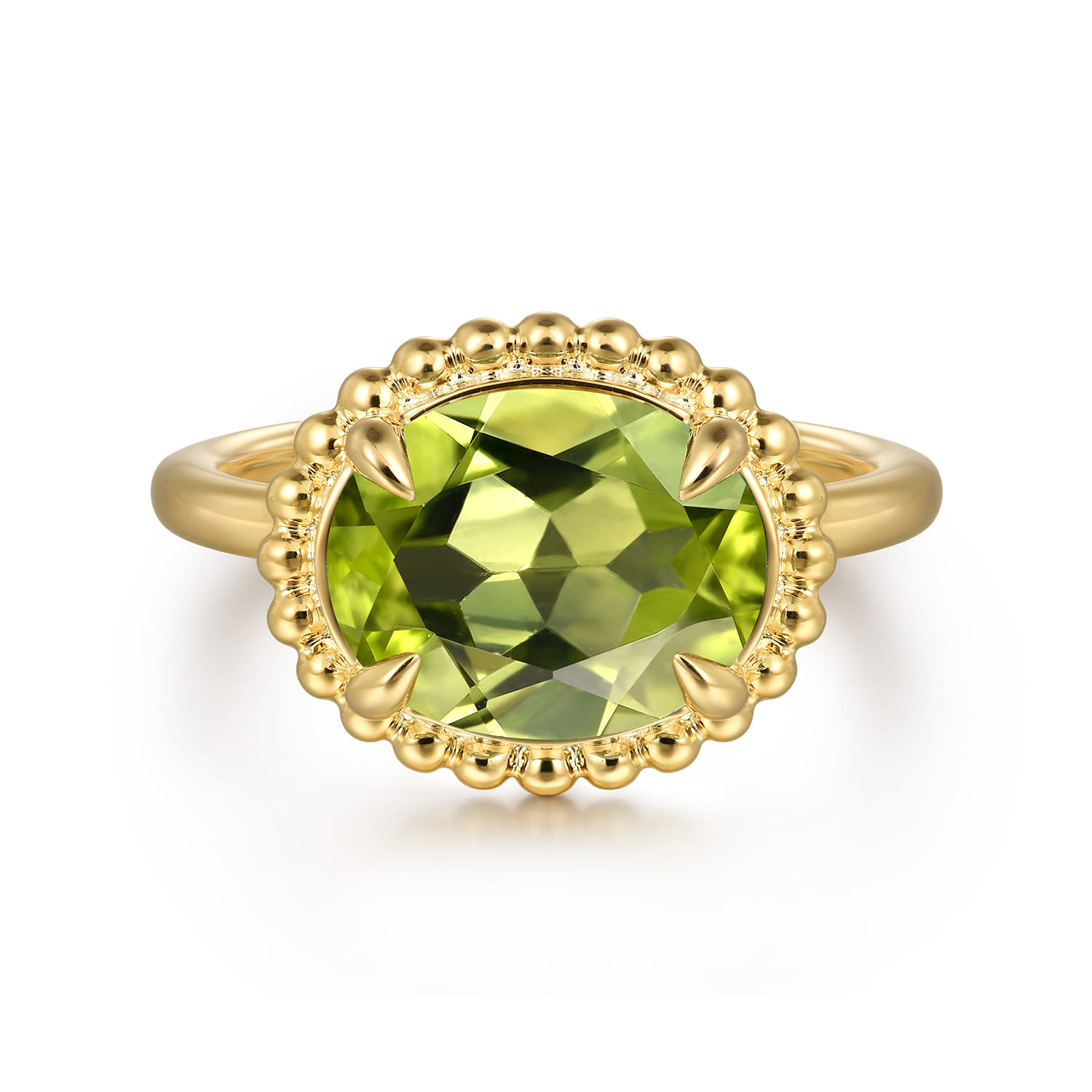 Promise Ring - 14K Yellow Gold Peridot Bujukan Promise Ring - Shot 1