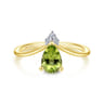 Promise Ring - 14K Yellow Gold Peridot Diamond Chevron Promise Ring - 0.04 ct