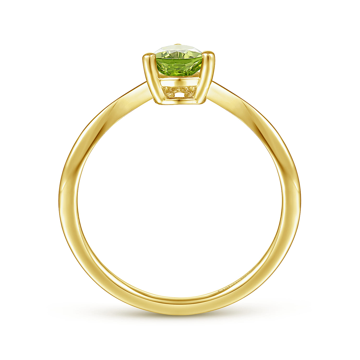 Promise Ring - 14K Yellow Gold Peridot Diamond Chevron Promise Ring - 0.04 ct - Shot 2