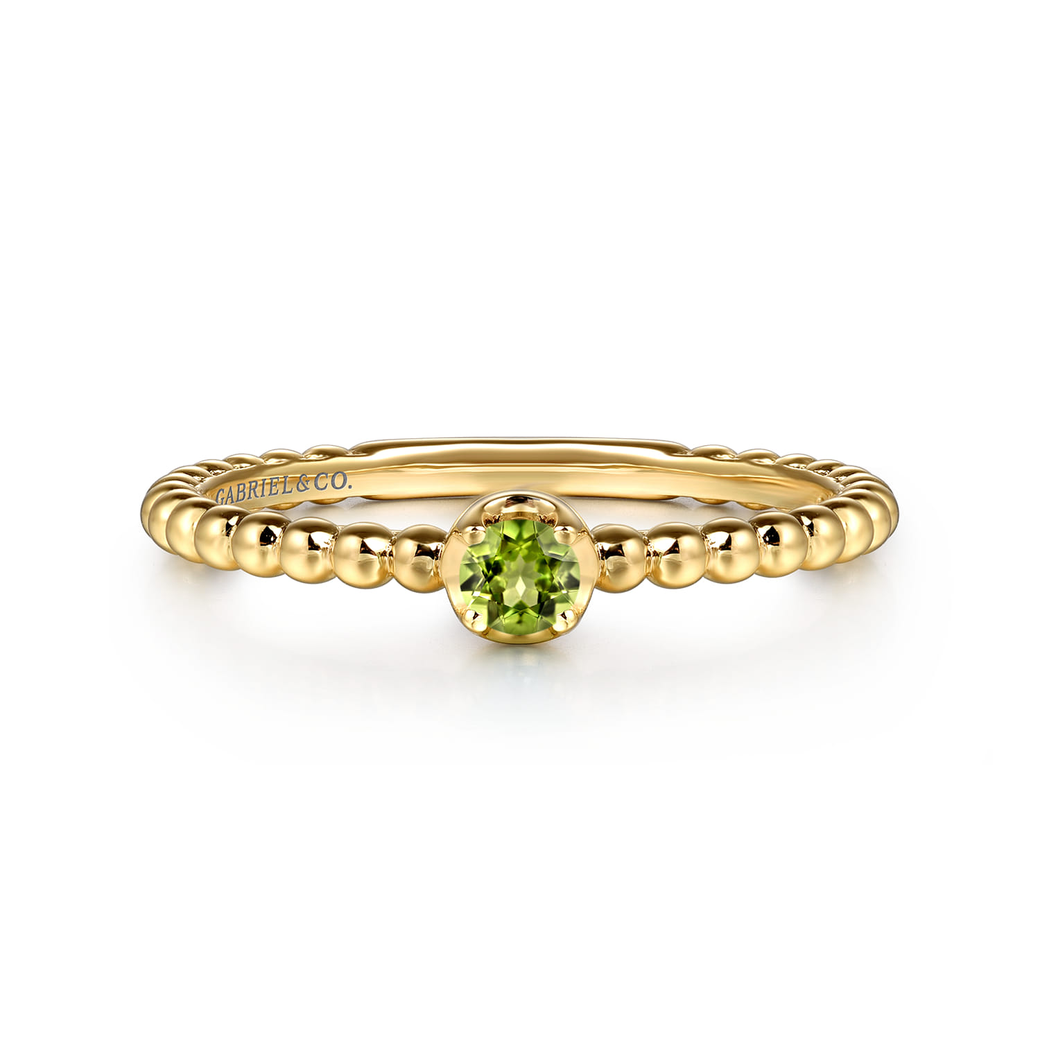 Promise Ring - 14K Yellow Gold Peridot Stackable Promise Ring - Shot 1