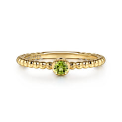 Promise Ring - 14K Yellow Gold Peridot Stackable Promise Ring