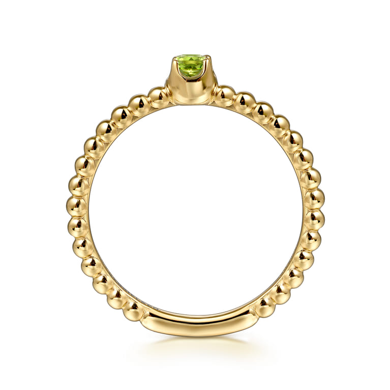 Promise Ring - 14K Yellow Gold Peridot Stackable Promise Ring - Shot 2