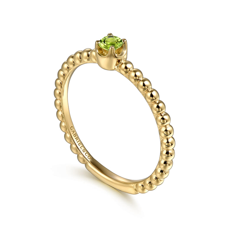 Promise Ring - 14K Yellow Gold Peridot Stackable Promise Ring - Shot 3