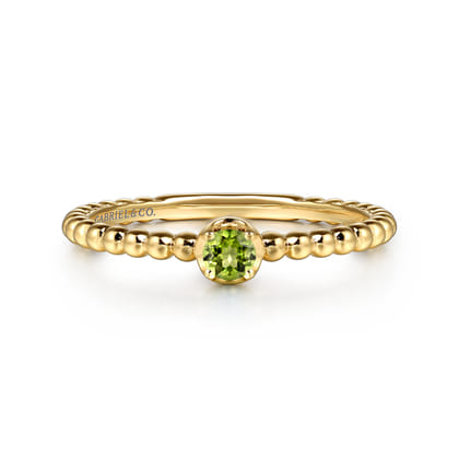 Promise Ring - 14K Yellow Gold Peridot Stackable Ring
