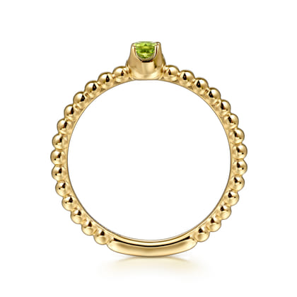 Promise Ring - 14K Yellow Gold Peridot Stackable Ring