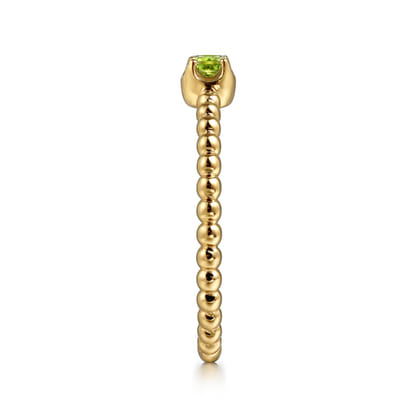 Promise Ring - 14K Yellow Gold Peridot Stackable Ring