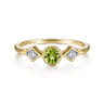 Promise Ring - 14K Yellow Gold Peridot and Diamond Promise Ring - 0.05 ct