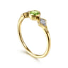 Promise Ring - 14K Yellow Gold Peridot and Diamond Promise Ring - 0.05 ct