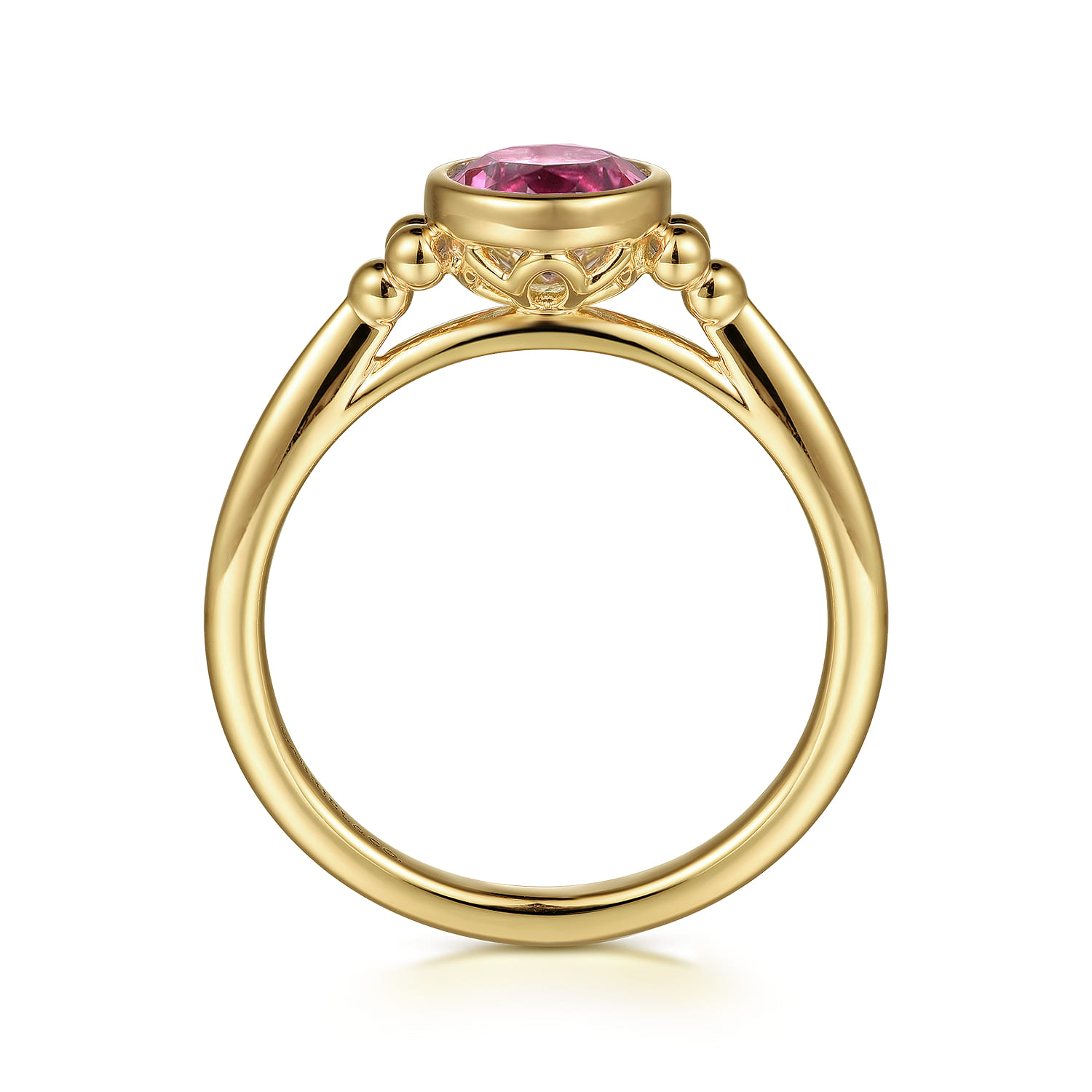 Promise Ring - 14K Yellow Gold Pink Tourmaline Bujukan Ladies Ring