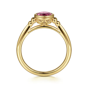 Promise Ring - 14K Yellow Gold Pink Tourmaline Bujukan Ladies Ring