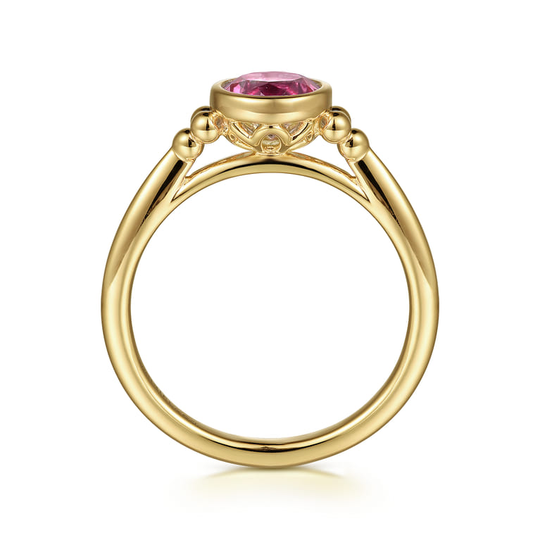 Promise Ring - 14K Yellow Gold Pink Tourmaline Bujukan Promise Ring - Shot 2