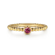 Promise Ring - 14K Yellow Gold Pink Tourmaline Stackable Promise Ring