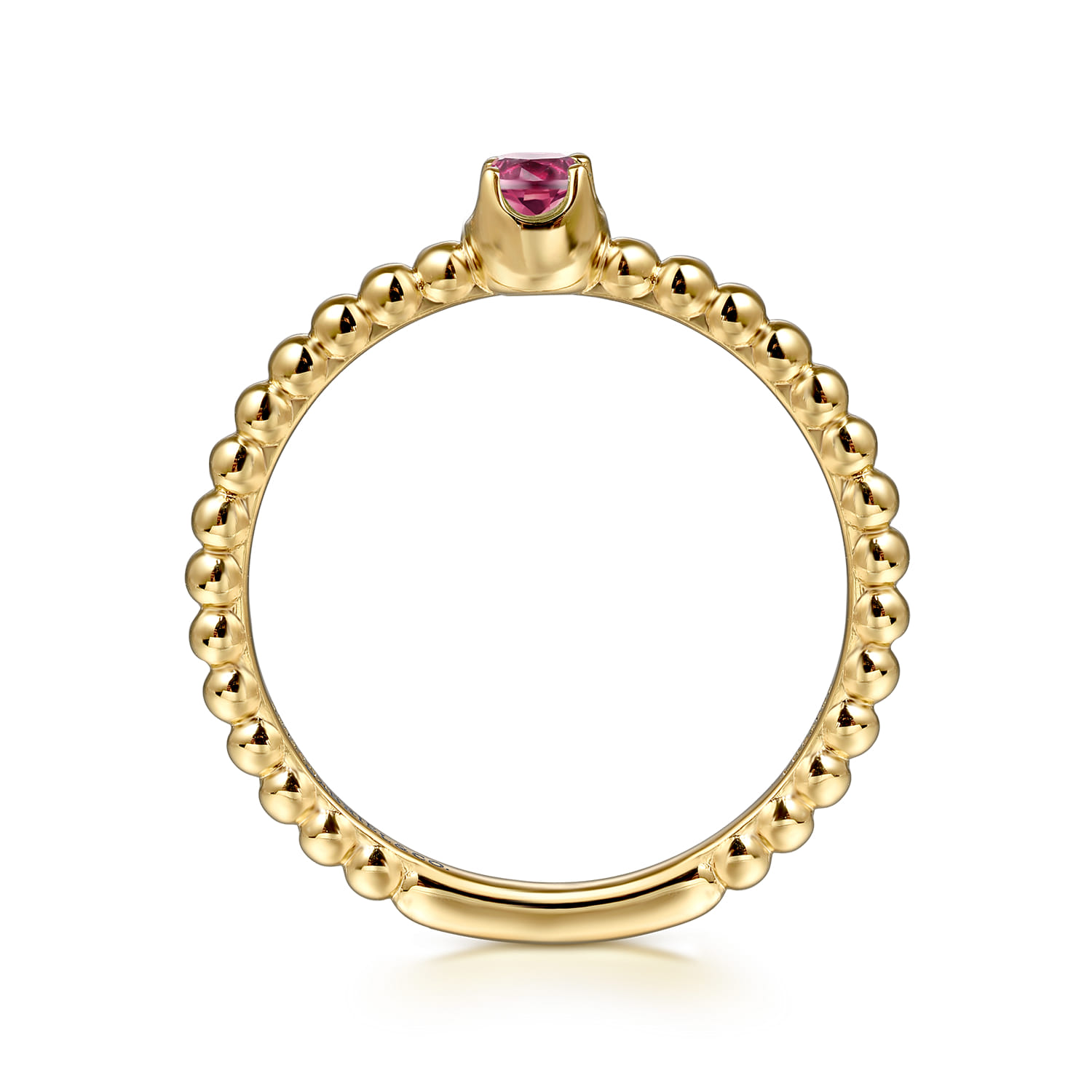 Promise Ring - 14K Yellow Gold Pink Tourmaline Stackable Promise Ring - Shot 2