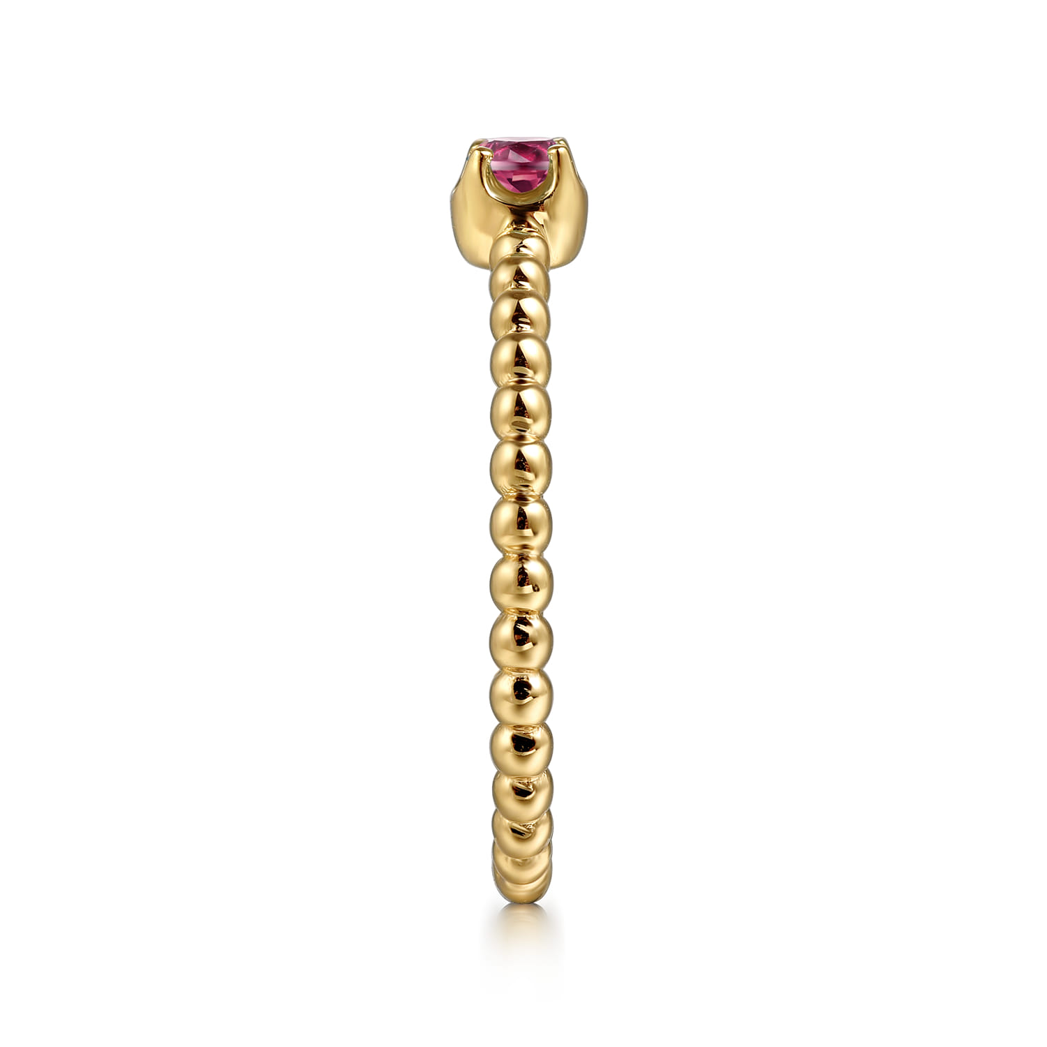 Promise Ring - 14K Yellow Gold Pink Tourmaline Stackable Ring