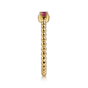 Promise Ring - 14K Yellow Gold Pink Tourmaline Stackable Ring