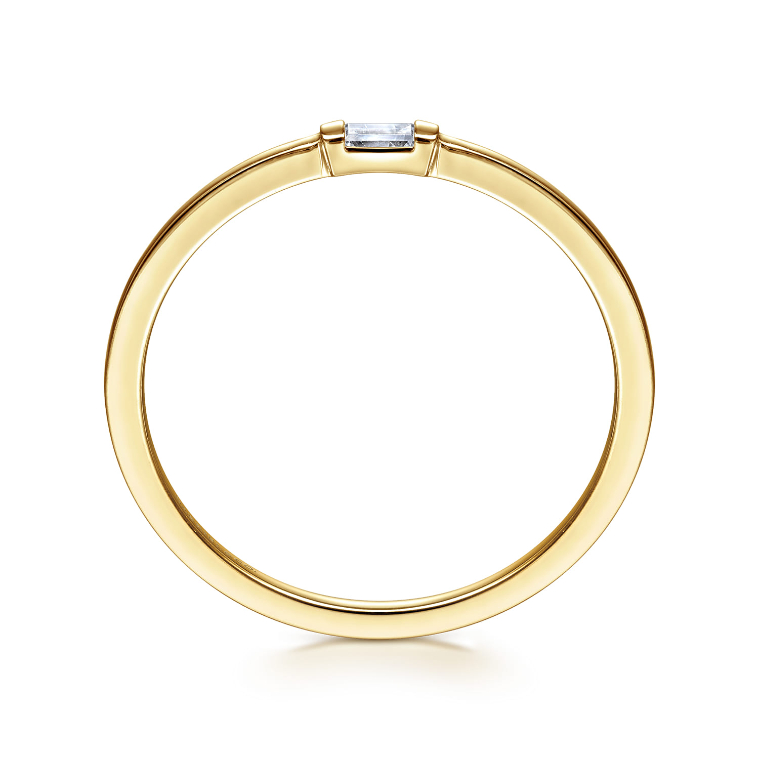 Promise Ring - 14K Yellow Gold Promise Ring with Diamond Baguette - 0.03 ct - Shot 2