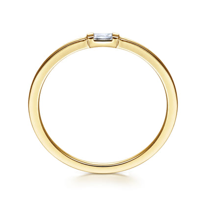 Promise Ring - 14K Yellow Gold Promise Ring with Diamond Baguette
