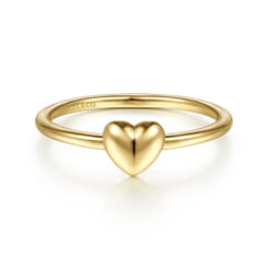 Promise Ring - 14K Yellow Gold Puffed Heart Promise Ring