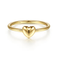 Promise Ring - 14K Yellow Gold Puffed Heart Promise Ring