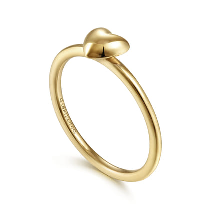 Promise Ring - 14K Yellow Gold Puffed Heart Promise Ring