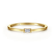 Promise Ring - 14K Yellow Gold Ring with Diamond Baguette