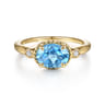 Promise Ring - 14K Yellow Gold Rope Swiss Blue Topaz and Diamond Promise Ring - 0.03 ct
