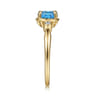Promise Ring - 14K Yellow Gold Rope Swiss Blue Topaz and Diamond Promise Ring - 0.03 ct