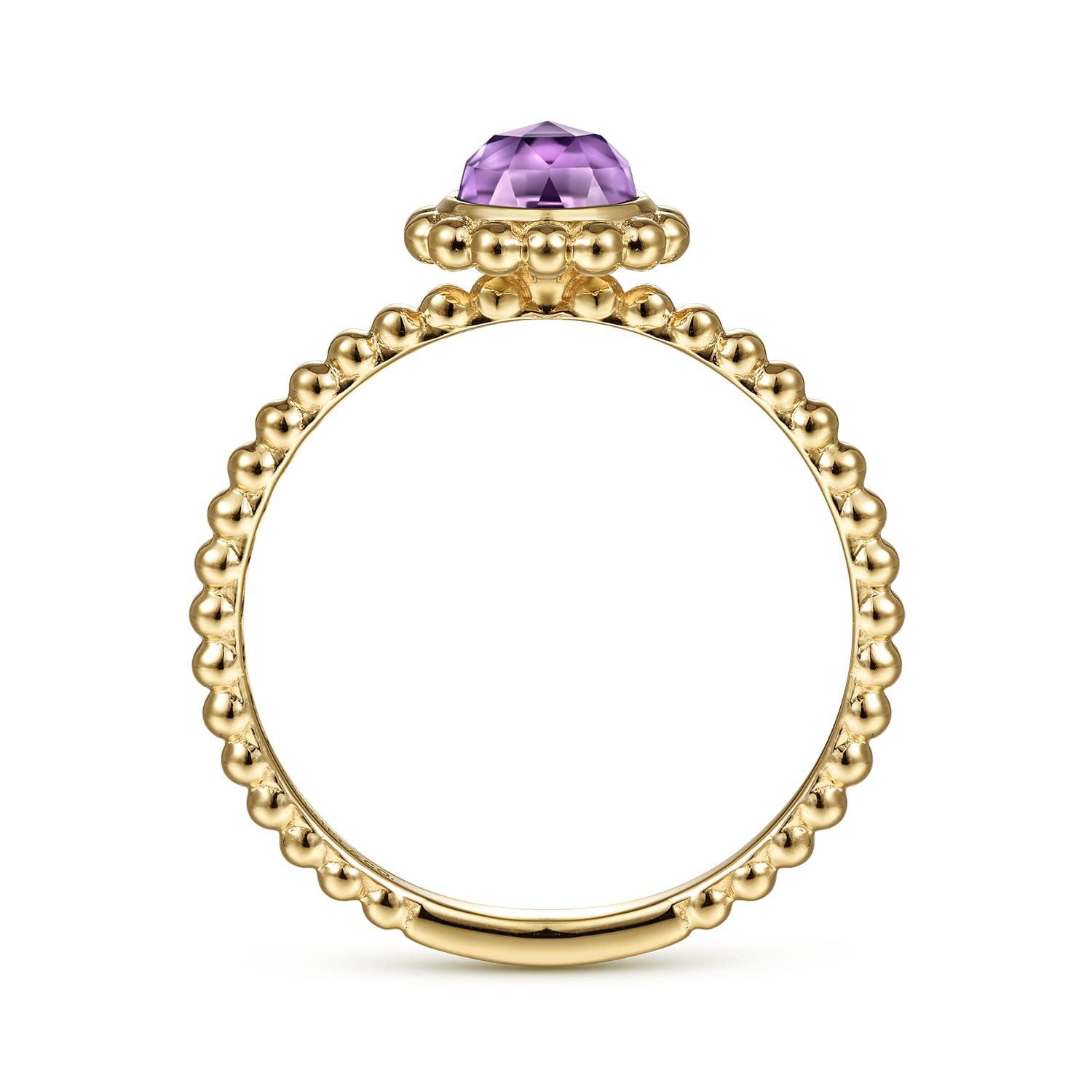 Promise Ring - 14K Yellow Gold Round Amethyst Bujukan Beaded Promise Ring - Shot 2