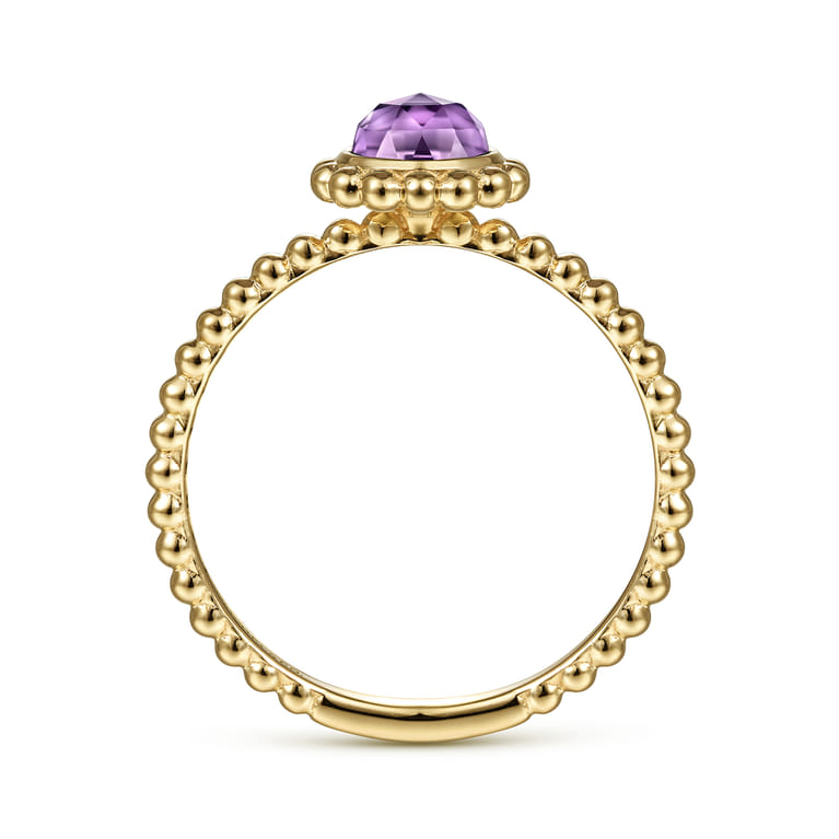 Promise Ring - 14K Yellow Gold Round Amethyst Bujukan Beaded Promise Ring - Shot 2