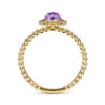 Promise Ring - 14K Yellow Gold Round Amethyst Bujukan Beaded Promise Ring