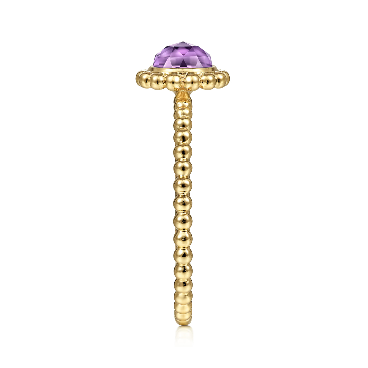 Promise Ring - 14K Yellow Gold Round Amethyst Bujukan Beaded Promise Ring - Shot 4