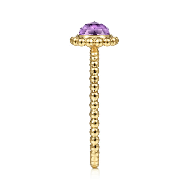 Promise Ring - 14K Yellow Gold Round Amethyst Bujukan Beaded Promise Ring - Shot 4