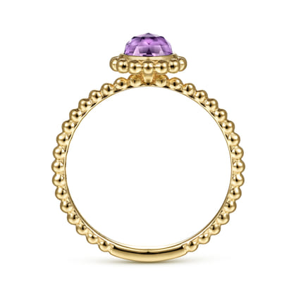 Promise Ring - 14K Yellow Gold Round Amethyst Bujukan Beaded Ring