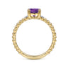 Promise Ring - 14K Yellow Gold Round Amethyst and Diamond Bujukan Promise Ring - 0.02 ct