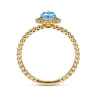 Promise Ring - 14K Yellow Gold Round Blue Topaz Bujukan Beaded Promise Ring