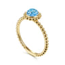 Promise Ring - 14K Yellow Gold Round Blue Topaz Bujukan Beaded Promise Ring