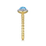 Promise Ring - 14K Yellow Gold Round Blue Topaz and Diamond Halo Bezel Set Bujukan Promise Ring - 0.15 ct