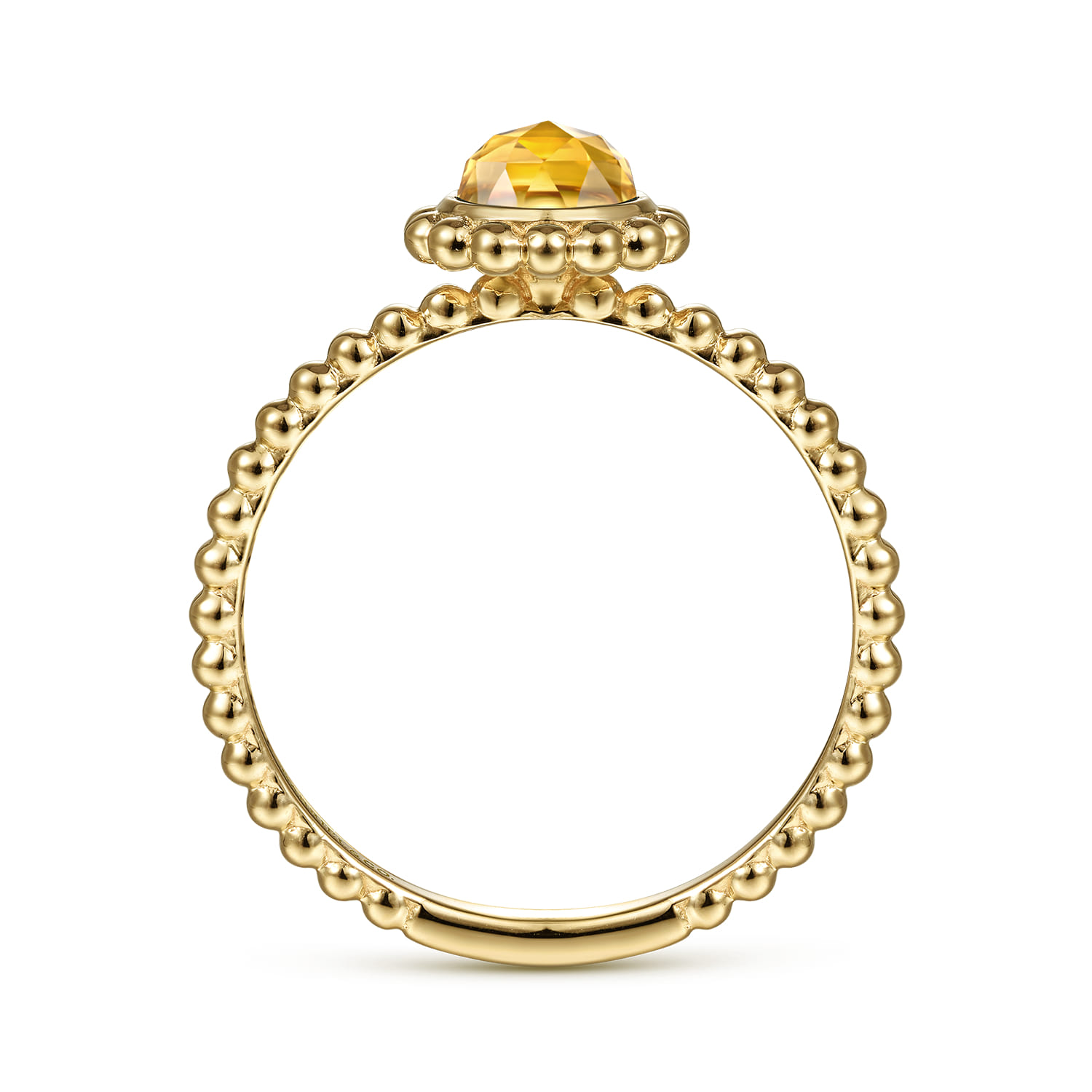 Promise Ring - 14K Yellow Gold Round Citrine Bujukan Beaded Promise Ring - Shot 2