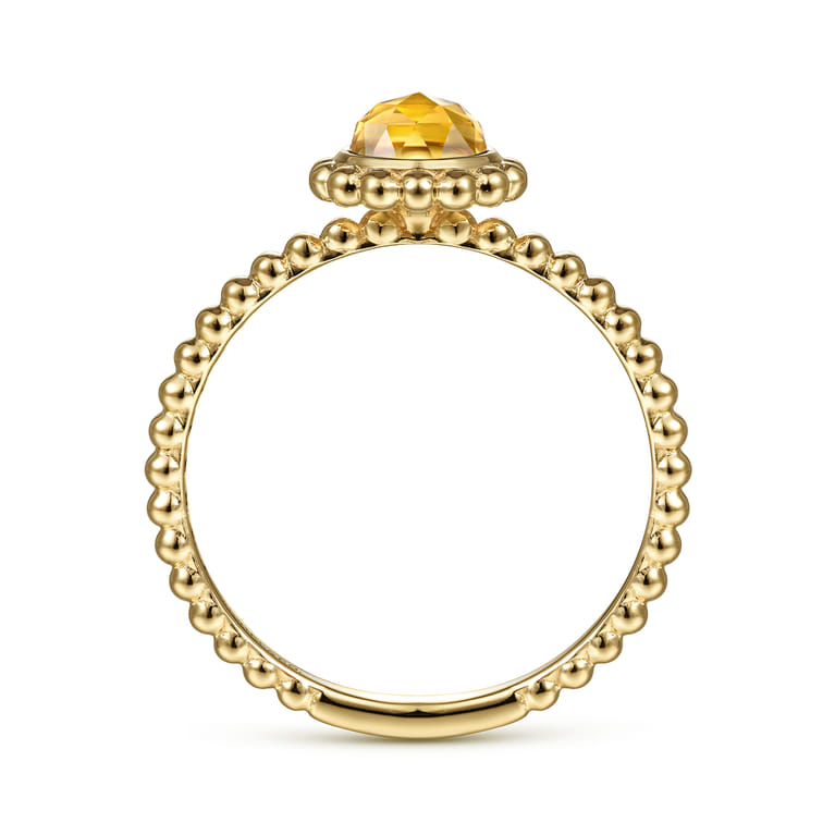 Promise Ring - 14K Yellow Gold Round Citrine Bujukan Beaded Promise Ring - Shot 2