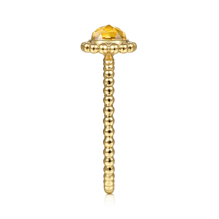 Promise Ring - 14K Yellow Gold Round Citrine Bujukan Beaded Promise Ring - Shot 4