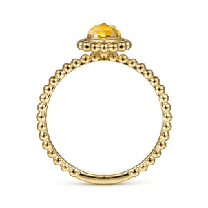 Promise Ring - 14K Yellow Gold Round Citrine Bujukan Beaded Ring